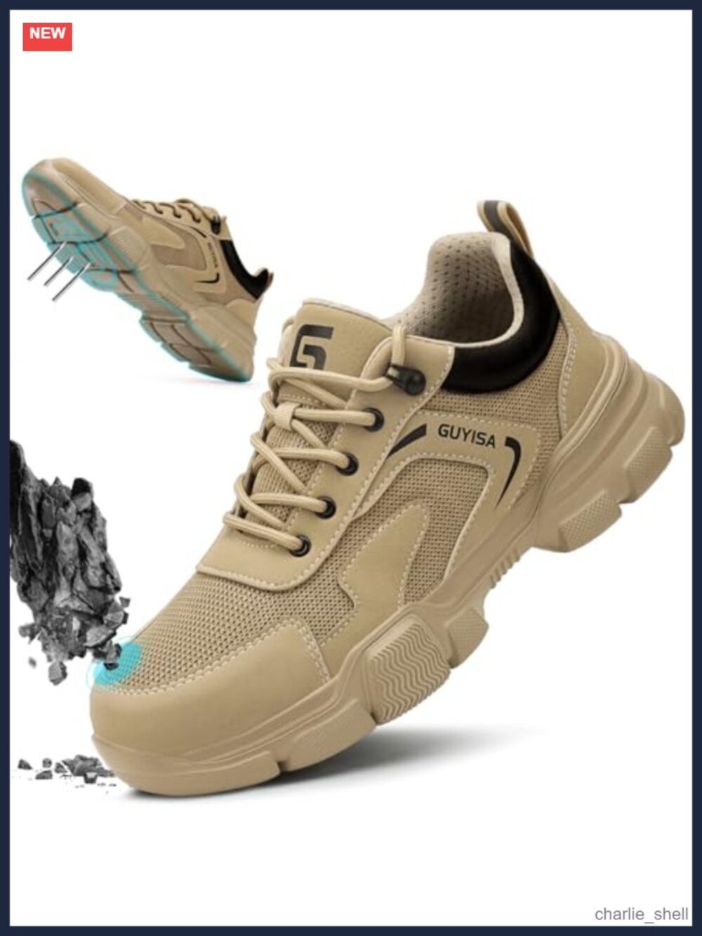 Mens Steel Toe Work Safety Shoes Puncture Resistant Kevlar Midsole